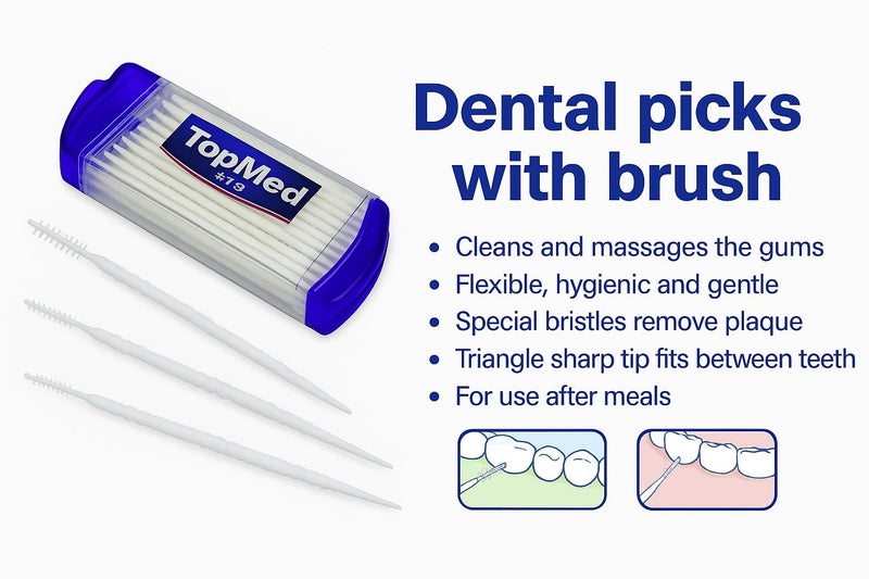 TOPMED ETS Oral Care Dental Brush Teeth Pick Plastic Teeth Floss Toothpick with a Mirror 200 Count (4 Box X 50 Units) Color May Vary - Image 4