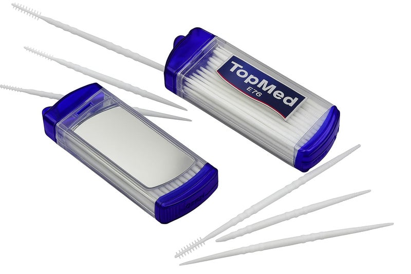 TOPMED ETS Oral Care Dental Brush Teeth Pick Plastic Teeth Floss Toothpick with a Mirror 200 Count (4 Box X 50 Units) Color May Vary - Image 1