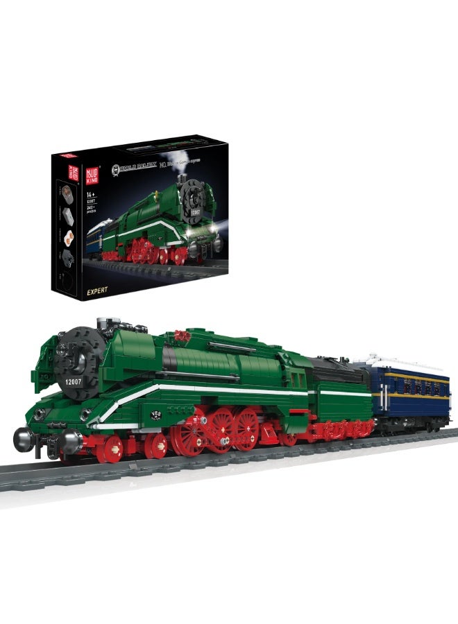 Mould King 12007 German Express BR18 201 Steam Locomotive Building Set - 2348 Pcs Remote Control City Train Model with App Control, Motor & Steam Effects - Image 1