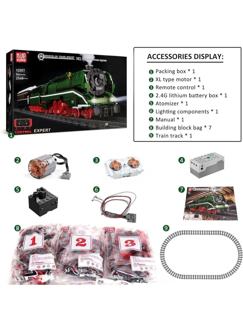 Mould King 12007 German Express BR18 201 Steam Locomotive Building Set - 2348 Pcs Remote Control City Train Model with App Control, Motor & Steam Effects - Image 4