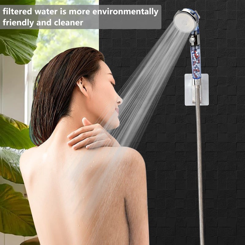 REHAVE Jetting Shower Head, Modern Style, 3 Mode Shower Sprayer, High Pressure, Polished Finish, ABS Material, Mineral Stone Beads, 1 Spray Setting, 1.5" Diameter - Image 2