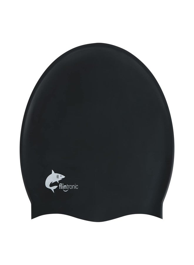 Flintronic Silicone Cover Ears Swimming Caps, Adult Unisex Swim Hat for Long Hair, Hypoallergenic Waterproof Swimming Caps for Kids, Men, Women - Black - Image 1