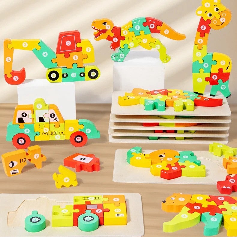 Bluejw Kids Toys Funny Wooden 3D Puzzle Game Montessori Educational Jigsaw Puzzles for Children Learning Girls - Image 5