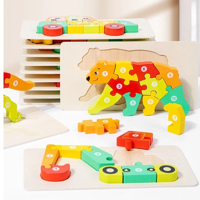 Bluejw Kids Toys Funny Wooden 3D Puzzle Game Montessori Educational Jigsaw Puzzles for Children Learning Girls - Image 2