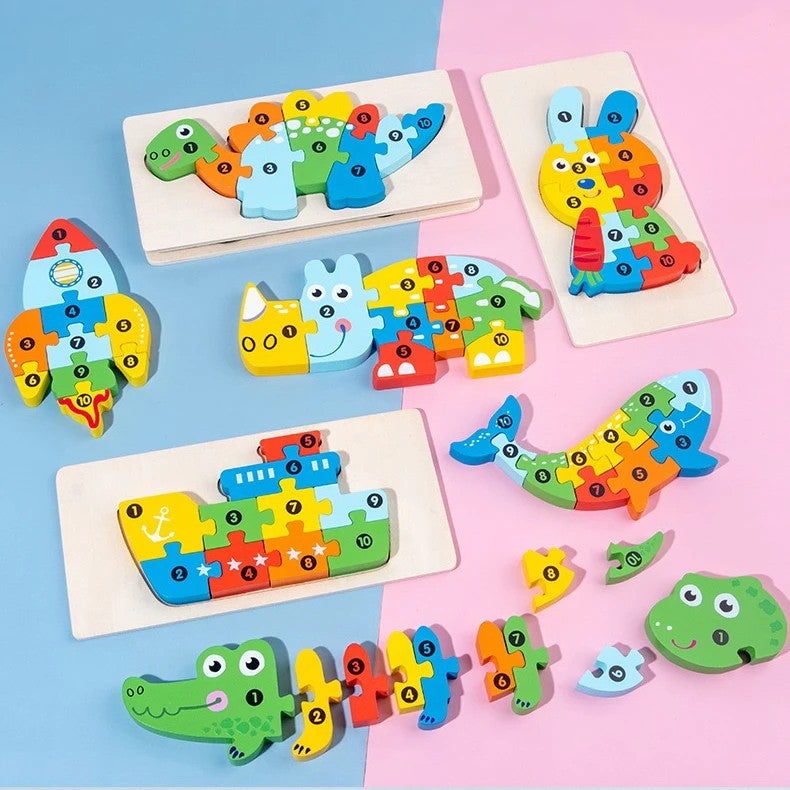 Bluejw Kids Toys Funny Wooden 3D Puzzle Game Montessori Educational Jigsaw Puzzles for Children Learning Girls - Image 3