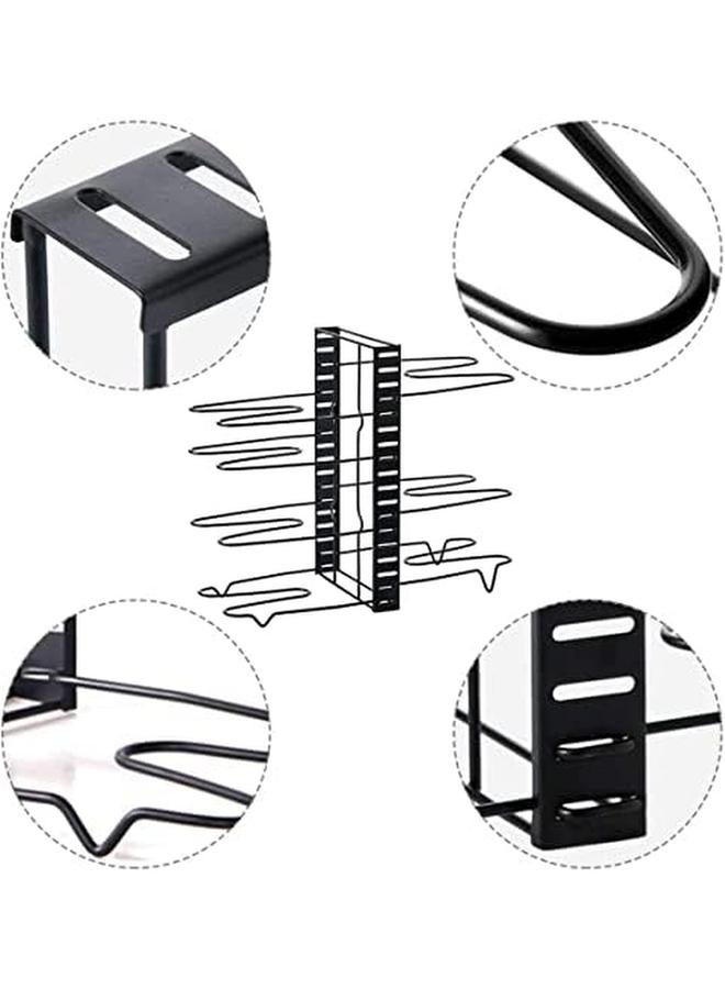 Eesyy Adjustable Pot Pan Organizer Rack Pot Holder Cookware Pot Lid Rack With 3 Diy Methods U Shape Groove 8 Tiers Pan Organizer Holder Black - Image 3