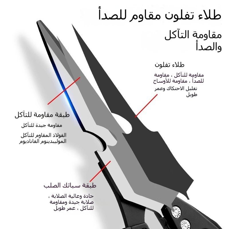 مقص مطبخ ثقيل من الفولاذ المقاوم للصدأ SK5، مقص عظام حاد متعدد الأغراض 23.5 سم للطبخ المنزلي - Image 4