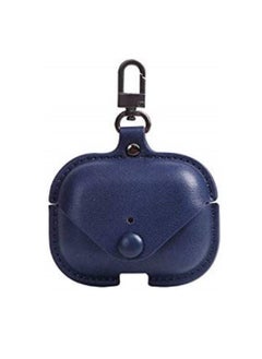 AirPod Pro Case Leather Personalized Leather Protective Case Cover Shockproof with Loss Prevention Clip for Apple Air-Pods Pro Wireless Charging Case for airpods- Black (Blue)