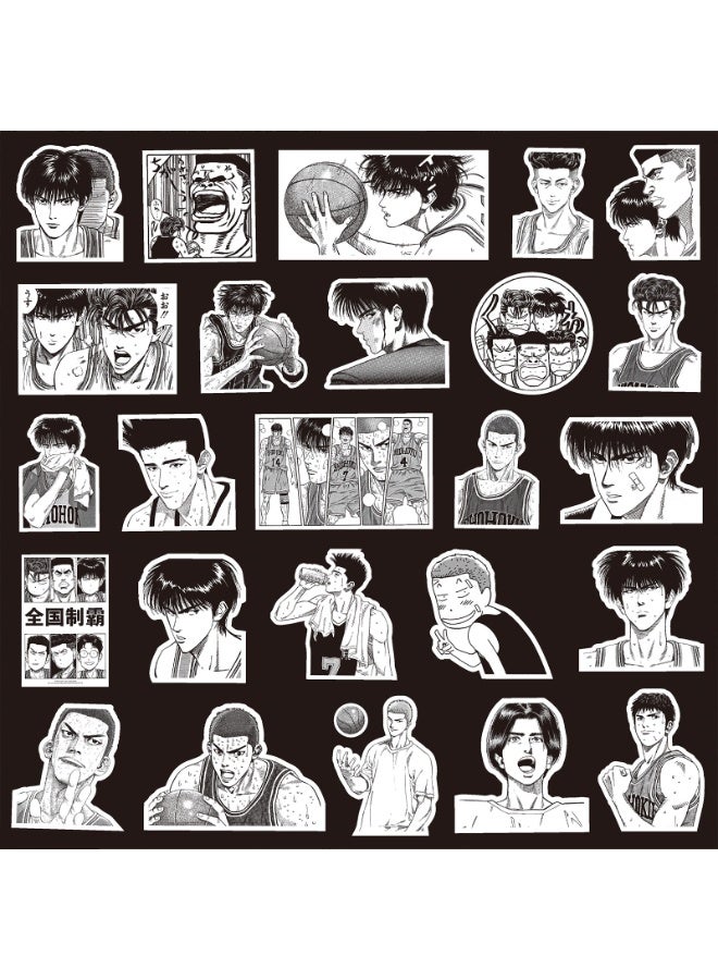 NIBEMINENT 75 Pcs Cartoon Slam Dunk Masters Deco Kit Waterproof Stickers, High Definition Printing Bright Colors, Suitable for Laptop Skateboard Luggage Water Bottle Guitar DIY
