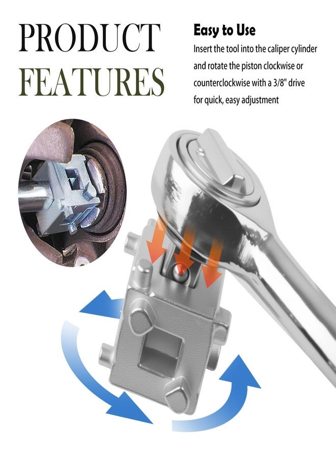 carleef Car Cube Brake Caliper Compression Tool with 3/8" Square Drive Hole,6 Sides Brake Piston Tool for Adjusting Pistons,Steel Car Accessories Rear Brakes Caliper Tools for Disc Brakes - Image 5