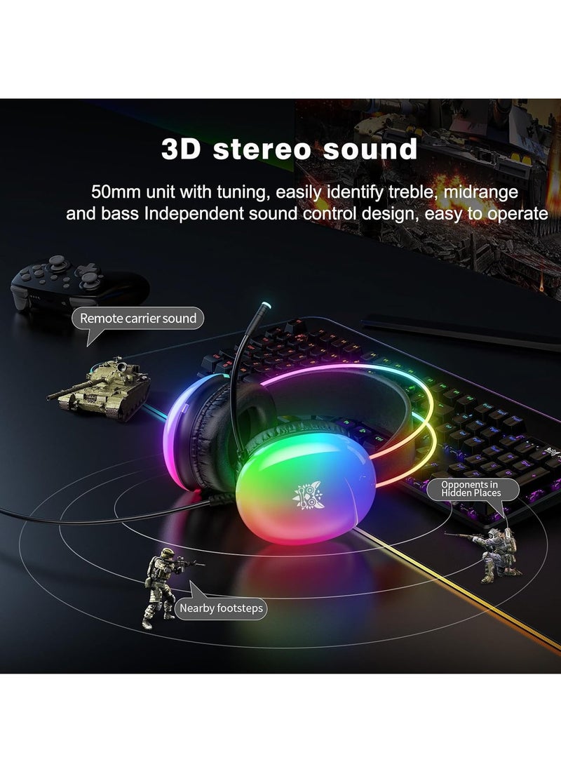 BGM RGB Gaming Headset with Surround Sound – Wired Over-Ear Headphones for PC, Laptop, PS4, PS5, and Xbox with Adjustable Headband in Cool Black  - Image 4