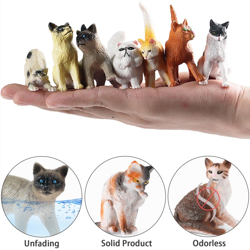 SCAHOW 12PCS Realistic Cat Figurines, Plastic Mini Cat Figures Toys, Kitten Miniature Toys Cake Topper Easter Eggs Christmas Birthday Gift for Kids Boys Girls - Image 2