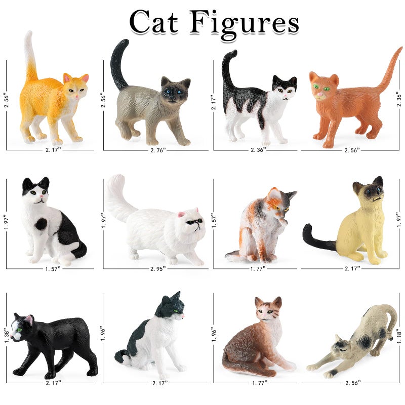 SCAHOW 12PCS Realistic Cat Figurines, Plastic Mini Cat Figures Toys, Kitten Miniature Toys Cake Topper Easter Eggs Christmas Birthday Gift for Kids Boys Girls - Image 4