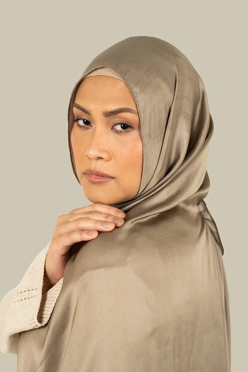 silqrose  Mocha Modal Satin Hijab for Women | Best Price UAE