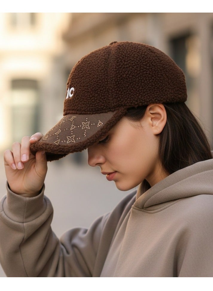 alo Women's soft fur winter cap with a trendy ALO design – stylish brown color with distinctive embroidery – a warm and comfortable hat for everyday use and winter outings - Image 3