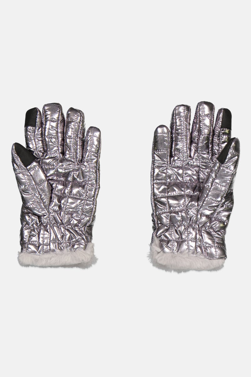 Body Glove Women 1 Pair Brand Logo Gloves, Silver - Image 2
