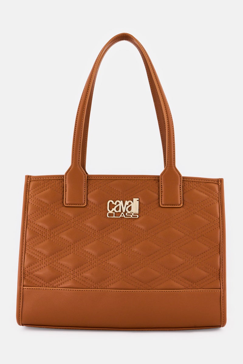 Cavalli Class Women Brand Logo Handbag, Brown - Image 1
