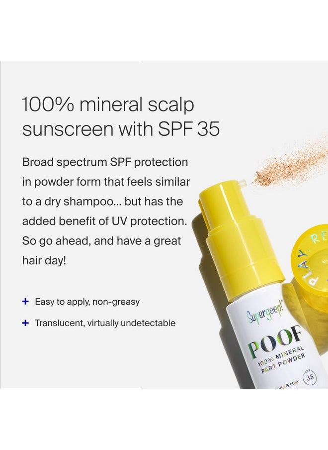 Supergoop! Poof 100% Mineral Part Powder, 0.71 oz - SPF 35 PA+++ Scalp Sunscreen with Broad Spectrum UV Protection - Cruelty-Free Formula with Vitamin C - Easy to Apply, Non Greasy