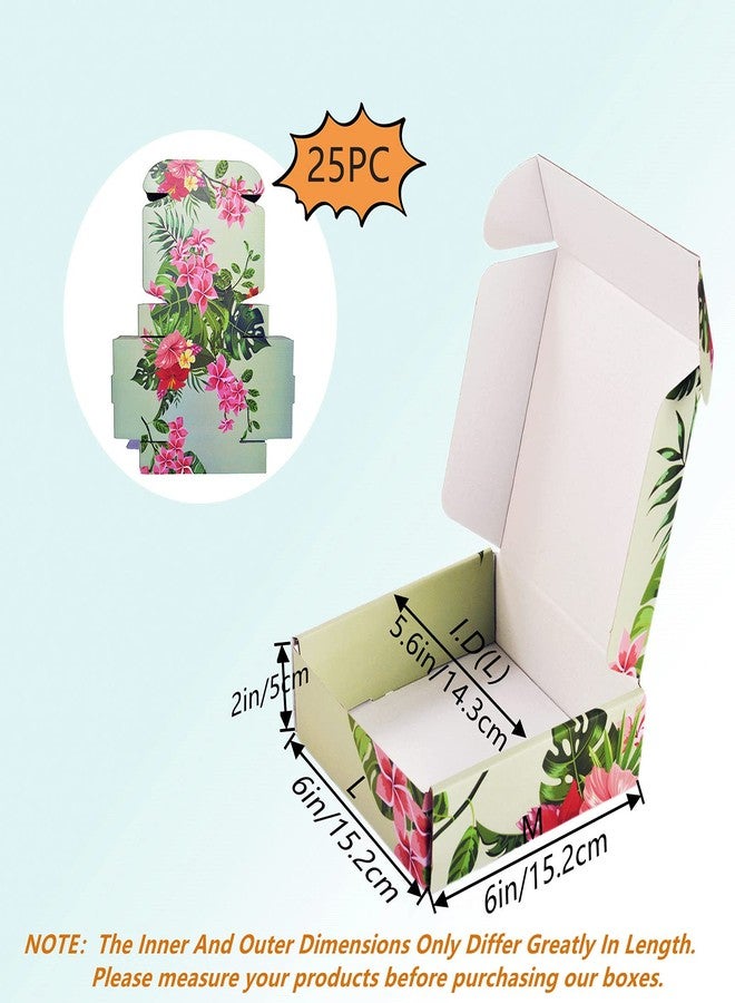 soxuding Small Shipping Boxes For Small Business Hawaiian Flower Floral 25 Pack, 6x6x2 inches Recyclable Small Cardboard Boxes For Packaging Shipping Boxes Corrugated Mailer Mailing Packing Gift Boxes - Image 3