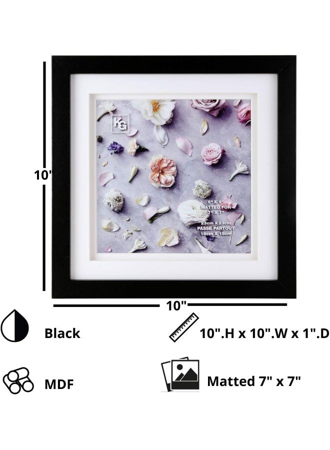 Kiera Grace Morgan Picture Frame Holds a 7 x 7 Photo 9 x 9 Large Wood Picture Frame with Double Matting for Wall Hanging and Photo Display Black - Image 3