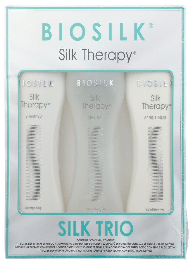 Biosilk Silk Therapy Trio Unisex Shampoo, Conditioner, and Original Treatment 7 oz 3 Pc
