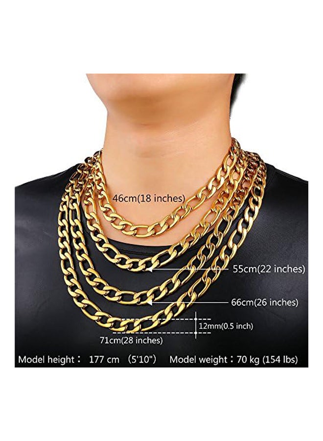 سلسلة فيجارو ستانلس ستيل/أسود/مطلية بالذهب عيار 18 قيراط  - Image 3