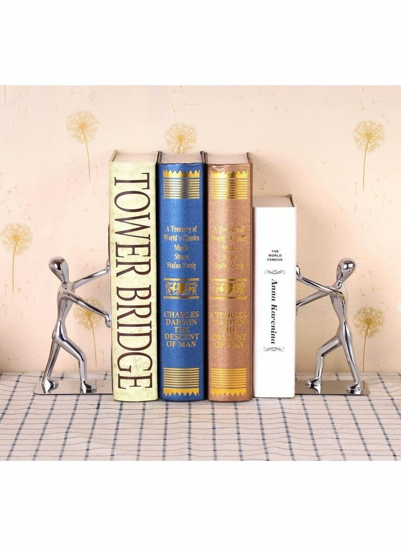 KASTWAVE Decorative Bookends Heavy Duty Zinc Alloy Man Book End, Metal Book Ends for Shelves - Image 3
