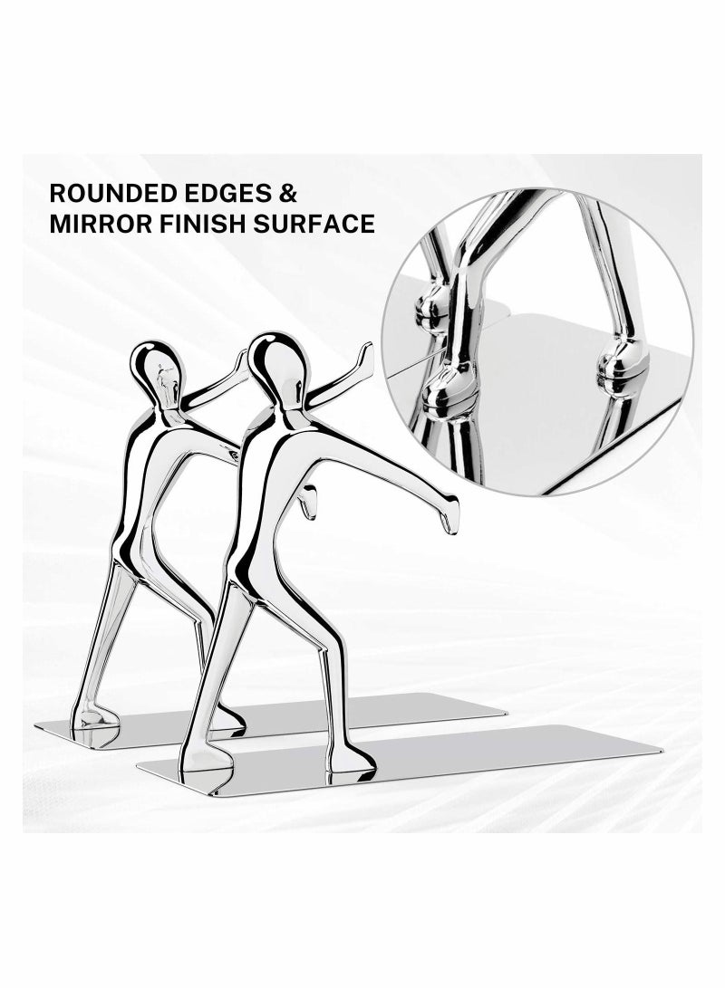 KASTWAVE Decorative Bookends Heavy Duty Zinc Alloy Man Book End, Metal Book Ends for Shelves - Image 4