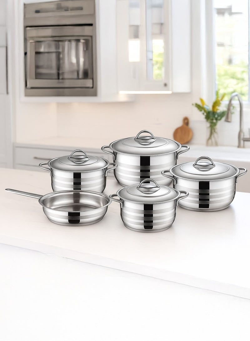 OMS 9 PCS Stainless Steel Cookware Set - Made in Turkey | 1068 - Image 1