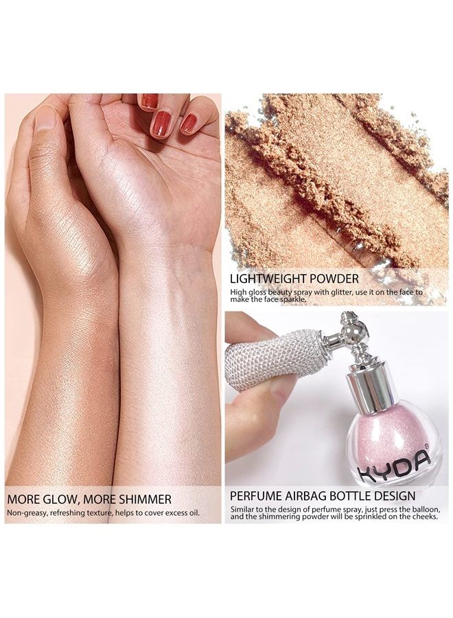 KYDA Highlighter Powder Spray, Glitter High Gloss Spray Shimmer Sparkle Powder Makeup Spray, for Face Body Cosmetic-Metallic Silver - Image 5