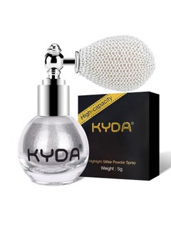 KYDA Highlighter Powder Spray, Glitter High Gloss Spray Shimmer Sparkle Powder Makeup Spray, for Face Body Cosmetic-Metallic Silver  - Image 1