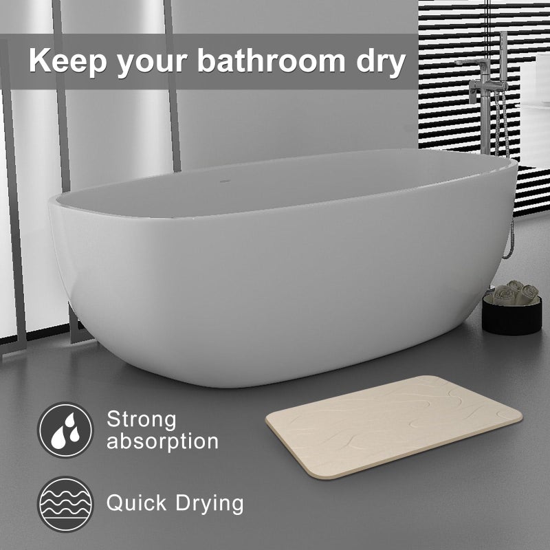 JUERLEN 2 Pack Diatomaceous Earth Shower Mat, Stone Bath Mat, Nonslip Super Absorbent Fast-Drying Hard Bath Mat for Bathroom Shower Floor, 23.62 x 15.35 inch, Grey and White Pattern - Image 2