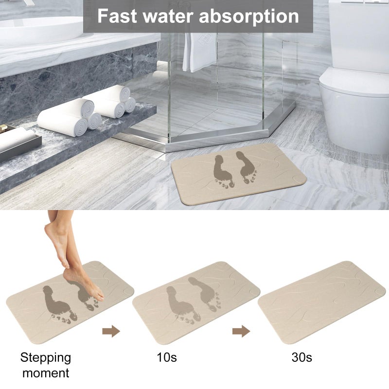 JUERLEN 2 Pack Diatomaceous Earth Shower Mat, Stone Bath Mat, Nonslip Super Absorbent Fast-Drying Hard Bath Mat for Bathroom Shower Floor, 23.62 x 15.35 inch, Grey and White Pattern - Image 4