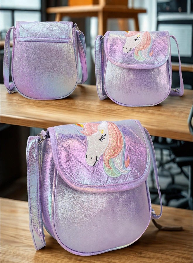 ADSON Unicorn Laser Holographic Self Quilted Crossbody Bag Sling Cute Shoulder Bag Purse Handbag Cute Tote Girl Messenger Child Tote Wallet kids Crossbody Sling (Multi Colour Unicorn) - Image 2