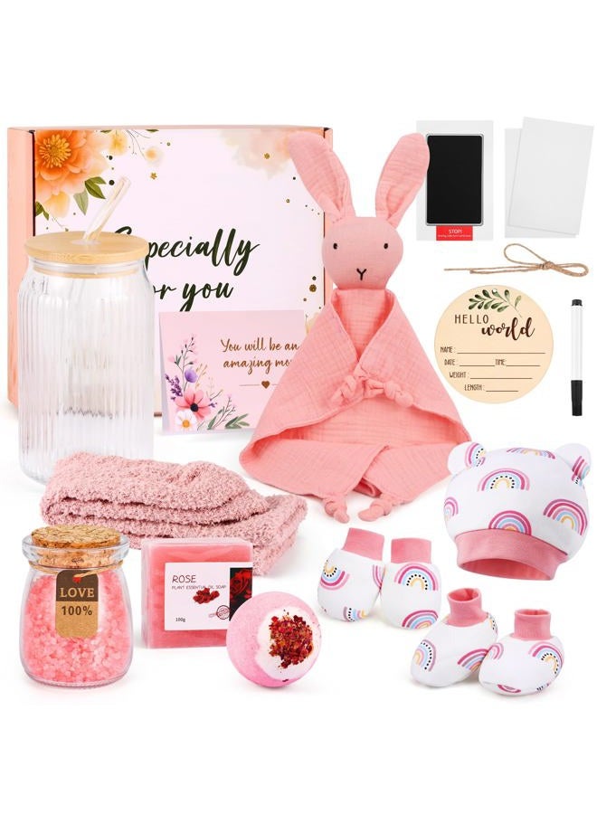 EARLY MINDS ‎EARLY MINDS New Mom & Baby Girl Gift Set, Newborn Essentials Stuff for First Time Moms, Pregnancy Gifts for Gender Reveal, Baby Shower, Expecting Mom Care Package After Birth - Image 1
