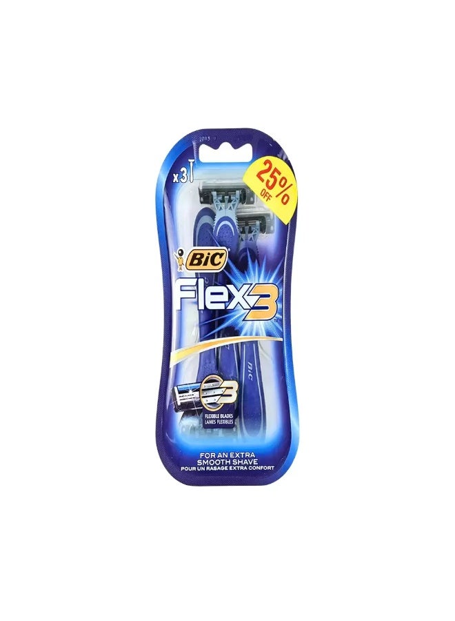 Bic Flex3 Comfort Razor Extra Smooth Shave For Men And Women- Pack of 3pcs - Image 1