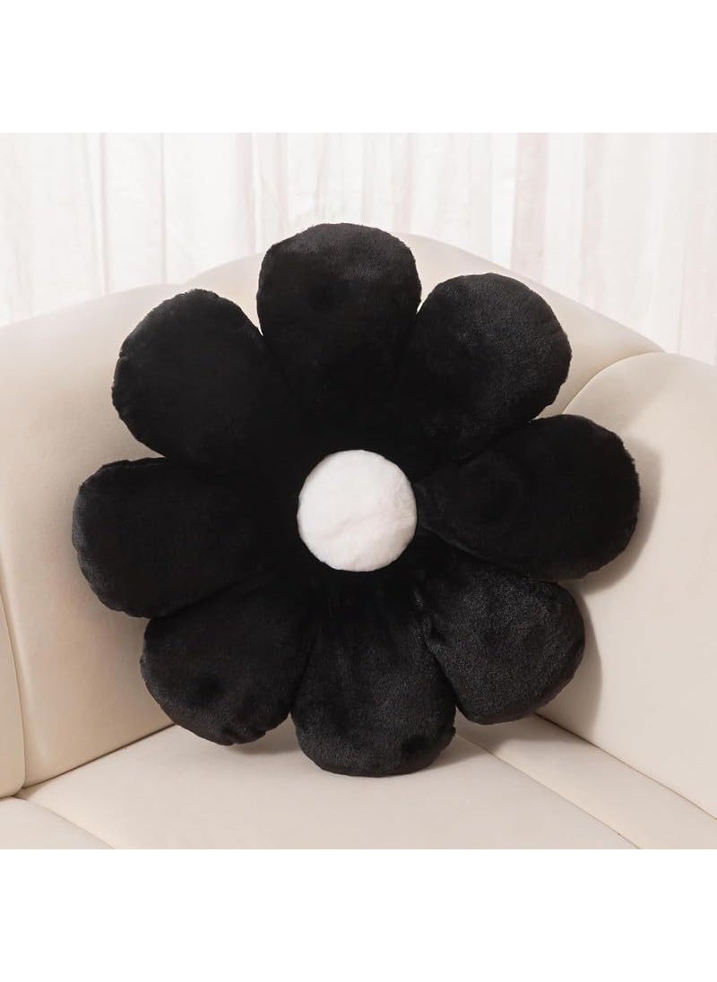 AVSHUB AVSHUB Flower Pillow, Flower Shaped Throw Pillow, Flower Floor Cushions Floor Pillow, Black Sunflower Plush Pillow, Cute Room Decor Decorative Pillows for Sofa Bedroom Car (40cm/15.7in)  - Image 1