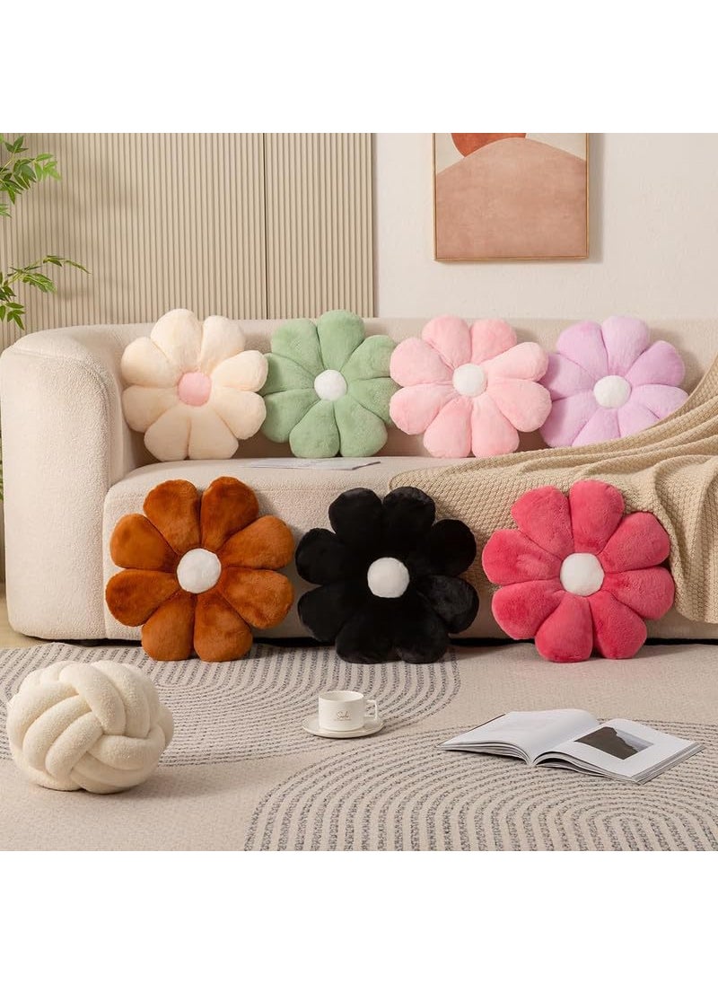 AVSHUB AVSHUB Flower Pillow, Flower Shaped Throw Pillow, Flower Floor Cushions Floor Pillow, Black Sunflower Plush Pillow, Cute Room Decor Decorative Pillows for Sofa Bedroom Car (40cm/15.7in)  - Image 2