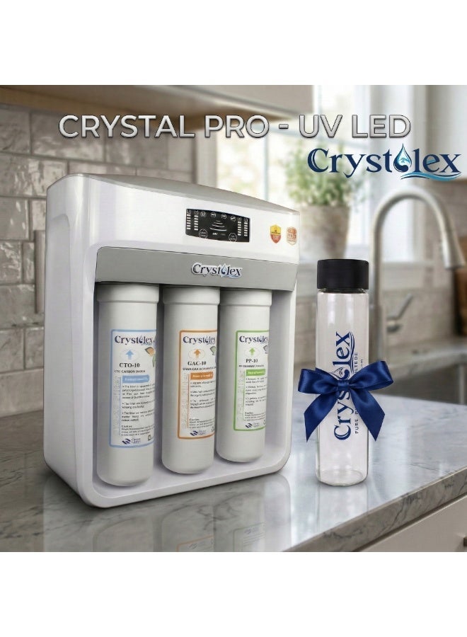 Crystolex Crystal Pro 7-Stage RO Water Purifier with UV LED | Free Installation | Advanced Reverse Osmosis Water Filtration System for Home | Drinking Water Filter System for Home | 285L/Day Output | Balanced PH & Minerals Water Filter | Crystolex RO Water Filter for Home and Offices | - Image 4