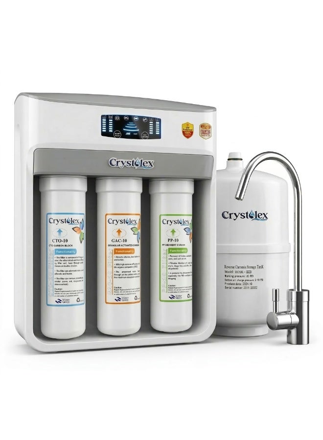 Crystolex Crystal Pro 7-Stage RO Water Purifier with UV LED | Free Installation | Advanced Reverse Osmosis Water Filtration System for Home | Drinking Water Filter System for Home | 285L/Day Output | Balanced PH & Minerals Water Filter | Crystolex RO Water Filter for Home and Offices | - Image 1