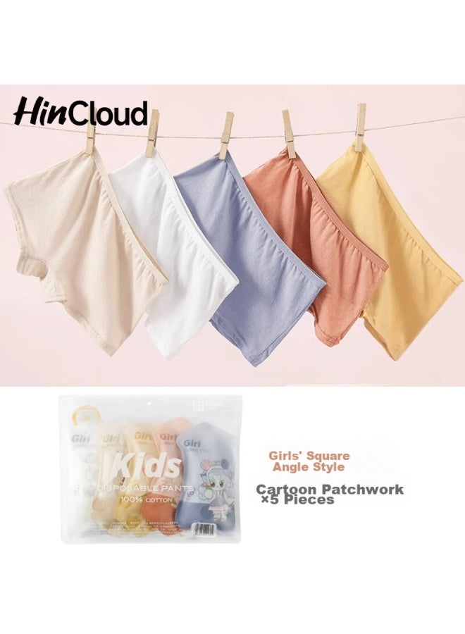 HINCLOUD Hincloud 5-pack Children's Disposable Underwear, Boyshorts, Girls' Pure Cotton, Sterile, Portable, No-wash, Girls' Xl Size  - Image 1