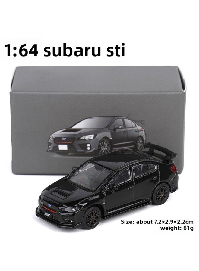 ] Jkm 1/64 Subaru STI S207 Alloy Car Model Simulation Shock Absorption Car Toy Model Decoration-Color:Black [Color Box]] - Image 1