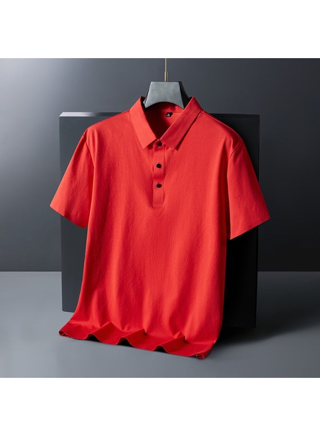 Ice Silk Polo Shirt Short Sleeve Men's T-Shirt Breathable Seamless Summer Business Casual Dad Clothes Father's Summer Wear - Image 1