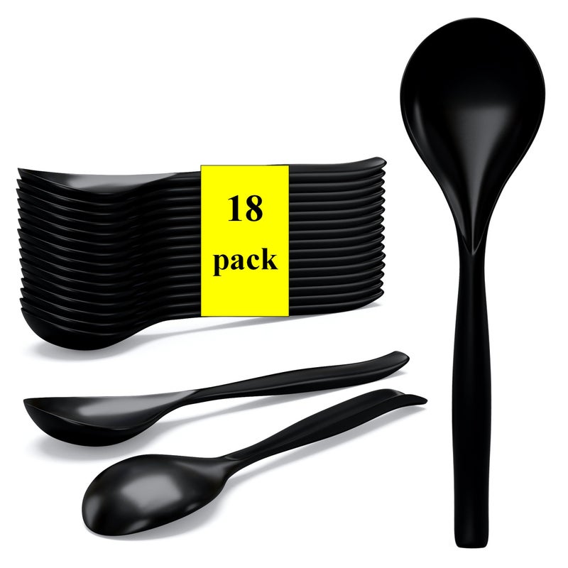Large Plastic Serving Utensils 10 inches Big Heavy Weight Reusable Utensils for Party Buffet Catering Large Serving Spoons 18 10 inches black