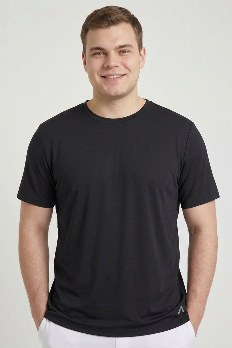Alive Men Sportswear Fit Short Sleeve Outdoor T-Shirt, Black - Image 1