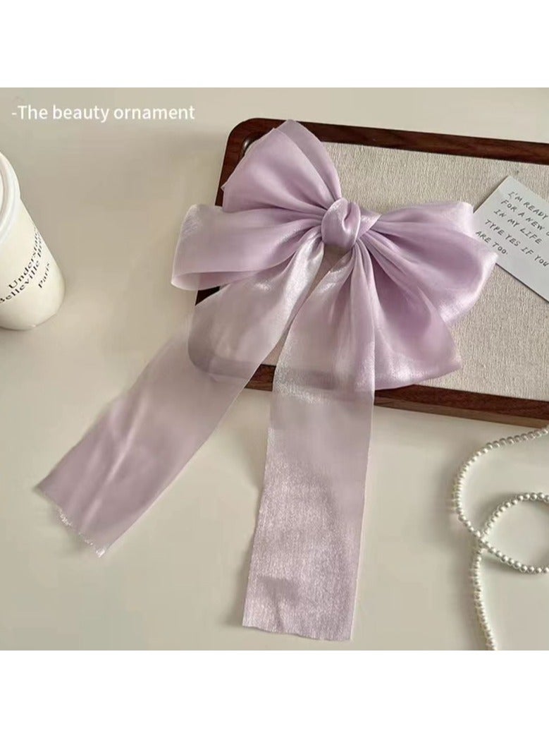 مجموعة مشابك شعر على شكل فيونكة مكونة من قطعتين، مشابك شعر مخملية للبنات، تصميم مشبك على شكل تمساح، مناسبة للأطفال الصغار والأطفال والمراهقين والنساء، مناسبة لفصل الخريف (أرجواني + بيج) - Image 3