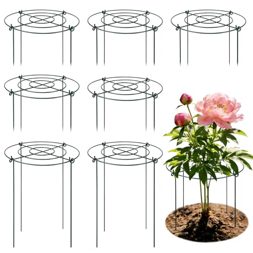 YIBOBO Peony Cages and Supports 8 Pack, 11.5 x 20 Inch Heavy Duty Plant Support Cage Set for Peonies, Roses & Tomatoes – Garden Stakes & Plant Cages for Outdoor Plants (8 Pack, 11.5 x 20 Inch) - Image 1