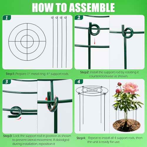 YIBOBO Peony Cages and Supports 8 Pack, 11.5 x 20 Inch Heavy Duty Plant Support Cage Set for Peonies, Roses & Tomatoes – Garden Stakes & Plant Cages for Outdoor Plants (8 Pack, 11.5 x 20 Inch) - Image 4
