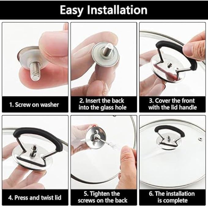 nalaina 2Pcs Pot Lid Handle Replacement Lid Replacement Cover Knob HandleStainless Steel Pot Lid Replacement Knob Heat Resistant Crockpot Lid Holding Handles For Kitchen Cookware Covers - Image 4