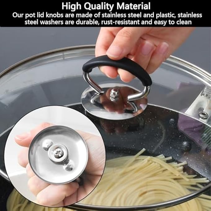 nalaina 2Pcs Pot Lid Handle Replacement Lid Replacement Cover Knob HandleStainless Steel Pot Lid Replacement Knob Heat Resistant Crockpot Lid Holding Handles For Kitchen Cookware Covers - Image 3